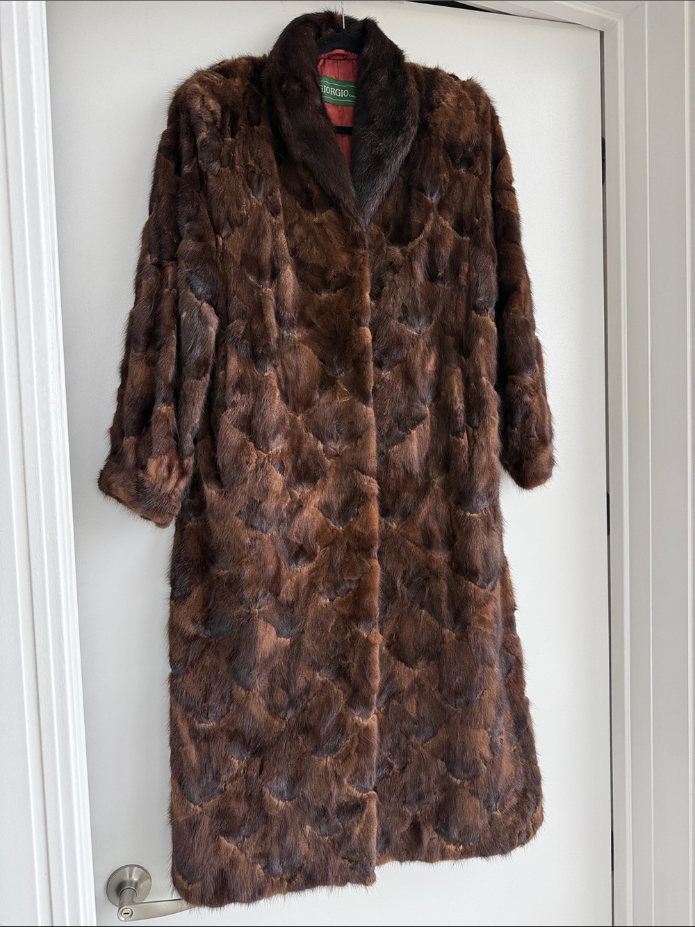 Vintage GIORGIO Collection Genuine Pieced Mink Paw Real Fur Coat Full Length 🖤